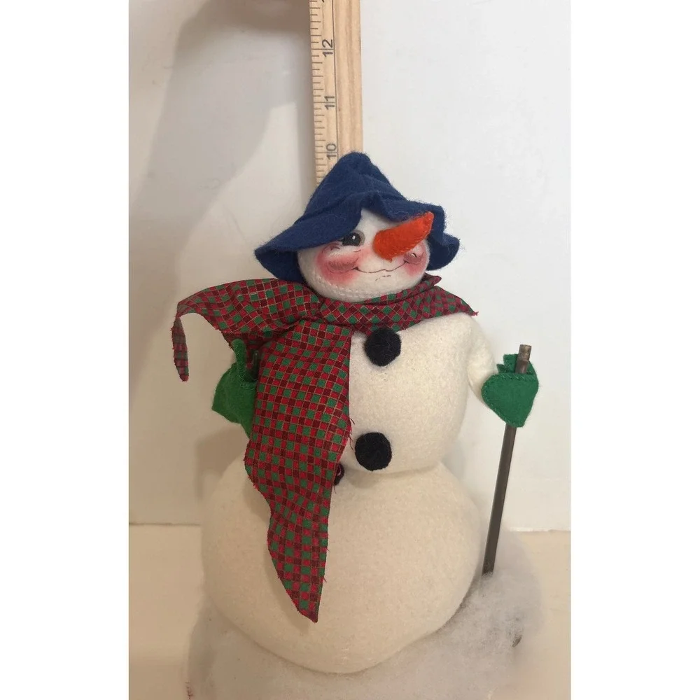 VTG Annalee 1997 Snowman Blue Hat Plaid Scarf Vintage‎ Felt Christmas Decor 12